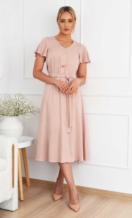 Wiskozowa sukienka Midi NICOLE (Pudrowy Róż)
