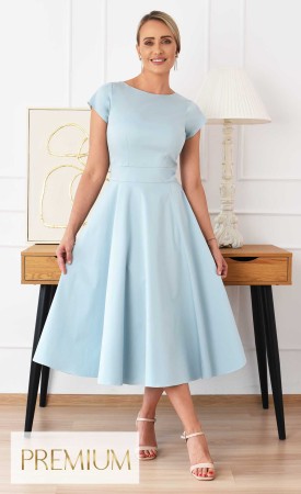 Elegancka sukienka Midi LINDA (Pastelowy Turkus)