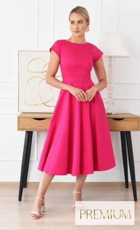 Elegancka sukienka Midi LINDA (Fuksja)