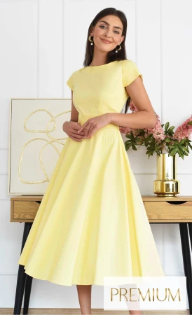 Sukienka Midi LINDA (Krem Cytrynowy)-20%