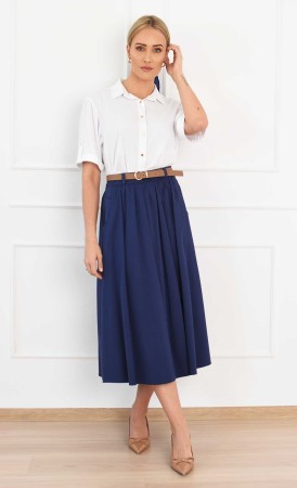 Rozkloszowana spódnica Midi CAPRI (granatowa)