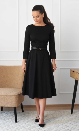 Czarna bawełniana sukienka Midi KLARA -10%
