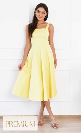Sukienka na ramiączkach Midi PRINCESS (Krem Cytrynowy) -10%