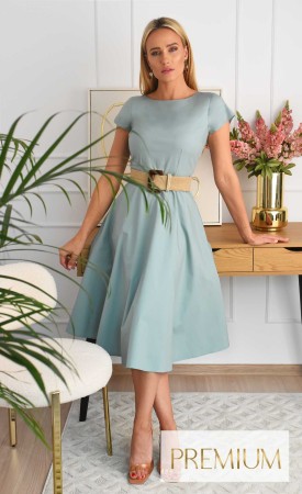 Bawełniana sukienka Midi KLARA (Szałwia) -10%