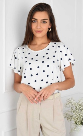 Bluzka w grochy MOLLY (Biała) -10%