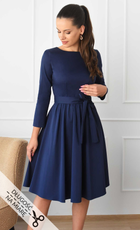 Granatowa bawełniana sukienka Midi MARIE