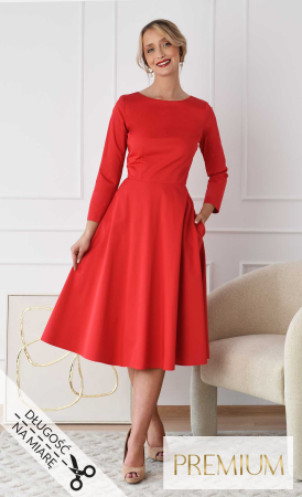 Czerwona bawełniana sukienka Midi KLARA