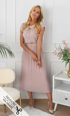 Wiskozowa sukienka Midi ALA (Pudrowy Róż)