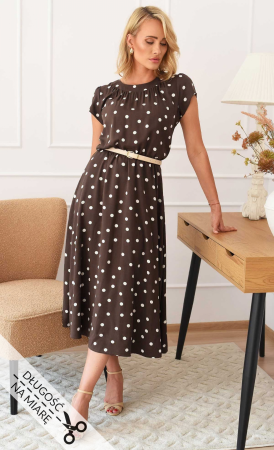Sukienka w grochy Midi ALA (Brązowa)