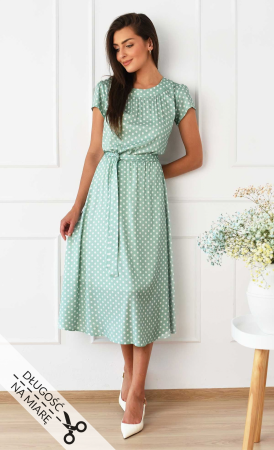 Sukienka w grochy Midi ALA (Mięta)