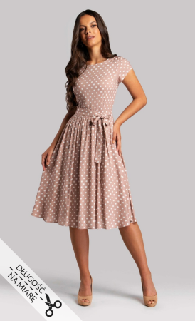 Sukienka w grochy Midi CLAIRE (Pudrowy Róż)