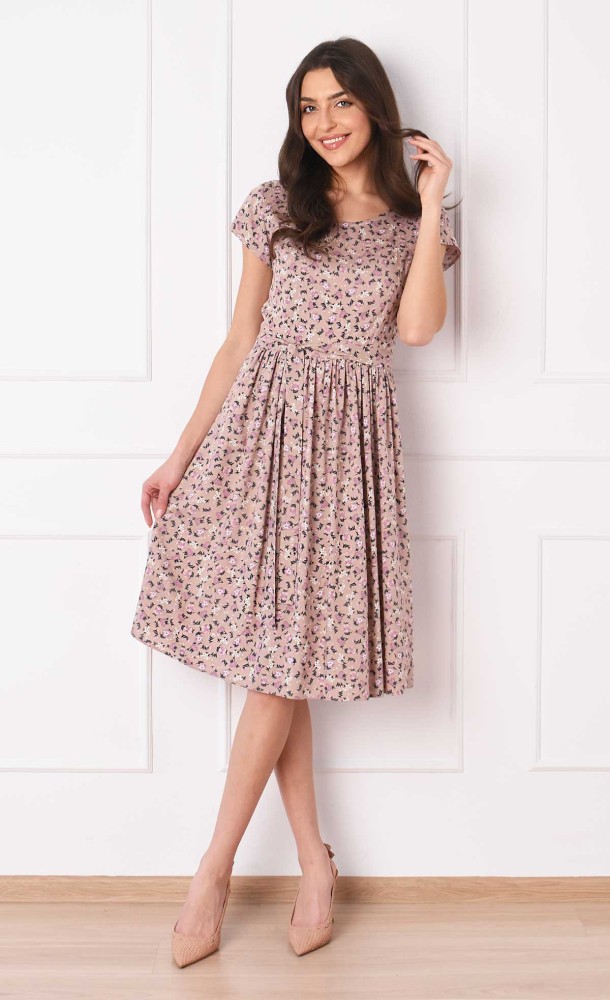 Sukienka w kwiatki Midi CLAIRE (Madlen)