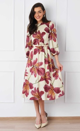 Sukienka w kwiaty Midi KATIA (Iris) -10%