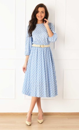 Sukienka we wzory Midi KATIA (Chanel błękit) -10%