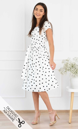Sukienka w grochy Midi CLAIRE (Biała) -10%