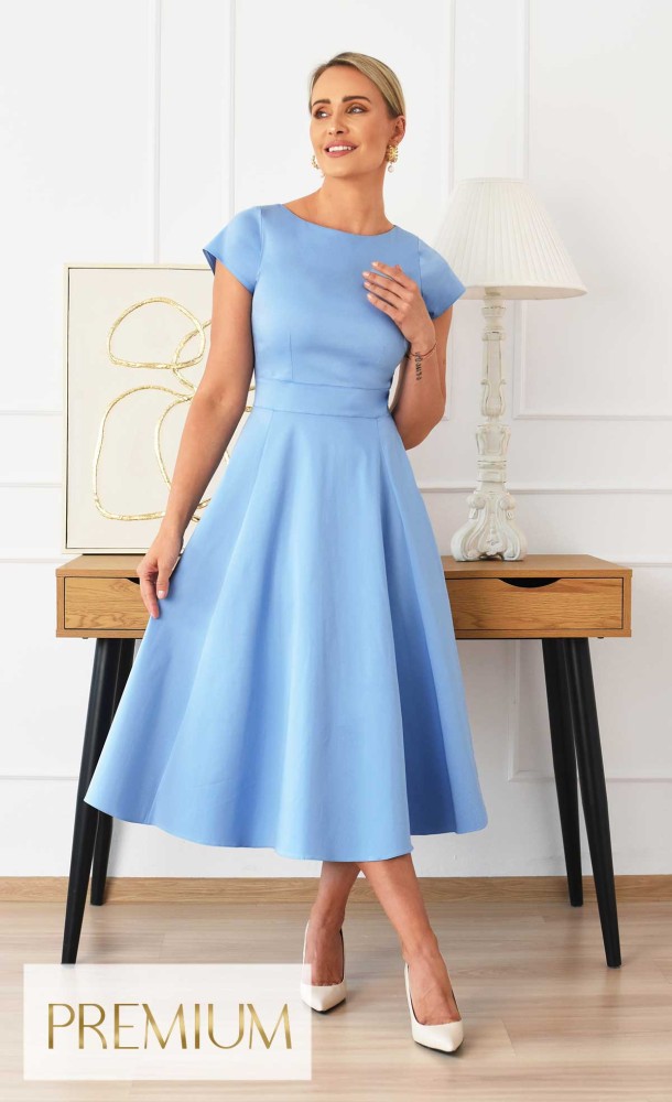 Elegancka sukienka Midi LINDA (Błękit) -10%