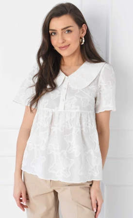 Haftowana bluzka z kołnierzem AMBER  (Orchidea)