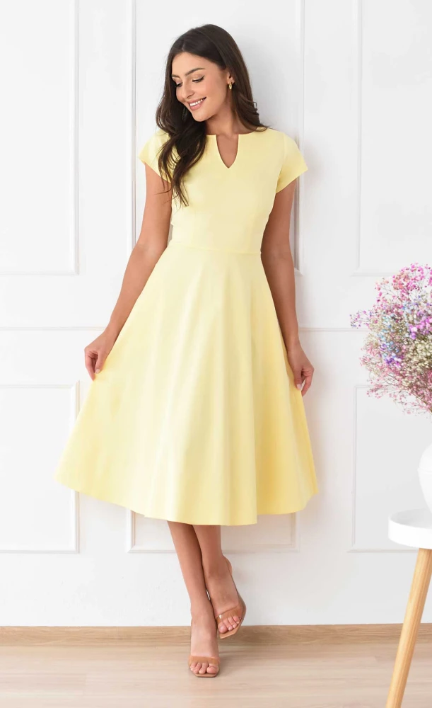 Elegancka sukienka Midi GIFTIS (Krem Cytrynowy)