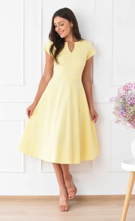 Elegancka sukienka Midi GIFTIS (Krem Cytrynowy)