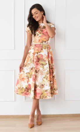 Sukienka w kwiaty Midi EVITA (Michaella)-20%