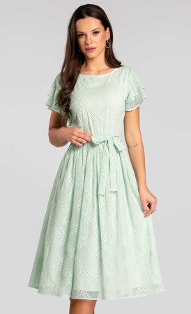 Haftowana sukienka Midi IRENE (Millagros mięta)