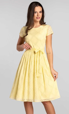 Haftowana sukienka Midi ALINA (Millagros żółta)